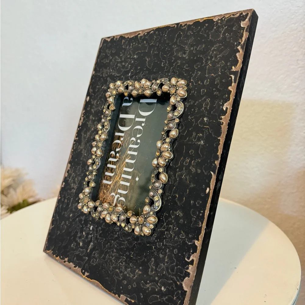 Z Gallerie Distressed Jeweled Black and Gold Frame